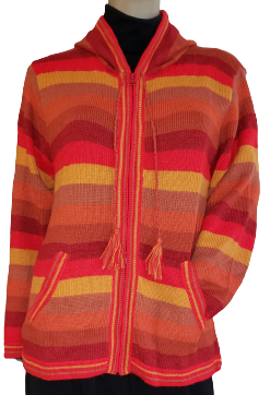 Alpaca Unisex Hoodie Full Zip Stripe Sweater