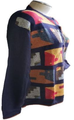 Black Women's Alpaca Button Cardigan Sweater, 'ALPACA MACHU PICCHU SWEATER