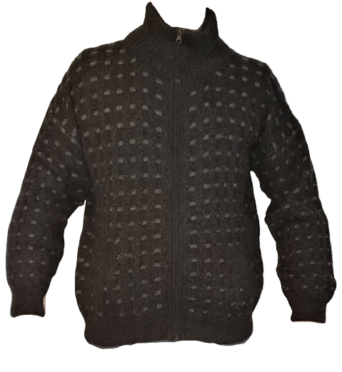 Alpaca Blended Men's sweater Full Zipper pockets Dark Grey size Medium