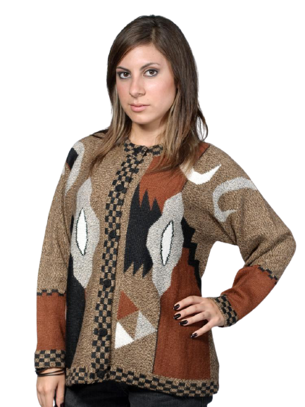 Cream Women's Alpaca Button Cardigan Sweater, 'NAZCA LINES SWEATER