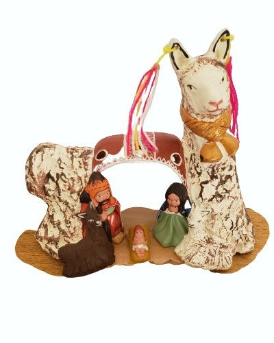 Peruvian Hand Made CHRISTMAS Folk Art -ALPAQUITA CANDLE HOLDER
