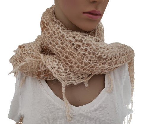 Alpaca Hand Knitted Wraps/Shawls - Rustic Raw