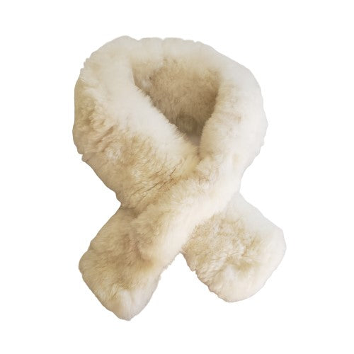 Handcrafted Alpaca Fur Scarf Pull Through- Natural