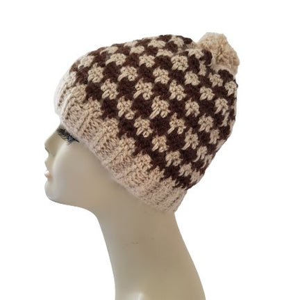 Alpaca Hand Knitted Hats -Brown & Natural