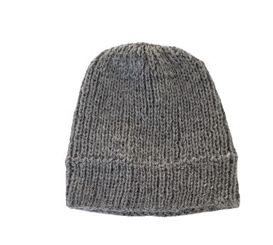 Alpaca Blended Hand Knitted Hats - Light Grey- UNISEX