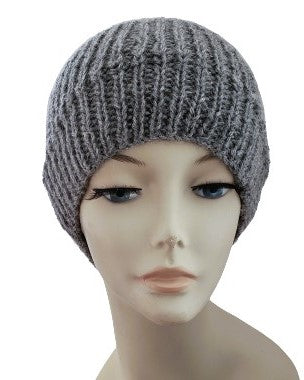 Alpaca Blended Hand Knitted Hats - Light Grey- UNISEX