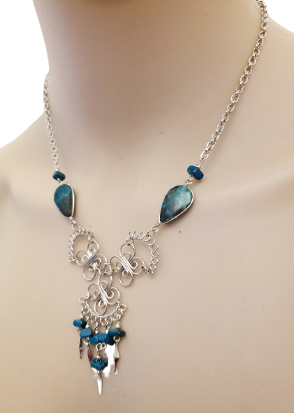 Natural Stone Necklaces Set Turquoise-Peruvian Chrysocolla